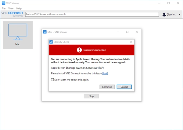 Mac OS X にWindowsからリモート接続する - Windows から Mac への VNCによるリモートデスクトップ接続:画像12