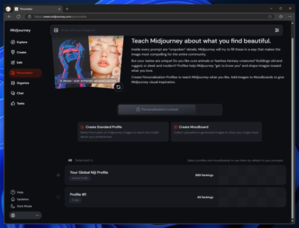 Midjourneyでの Standard Profileの作成 と Moodboardの作成:画像6