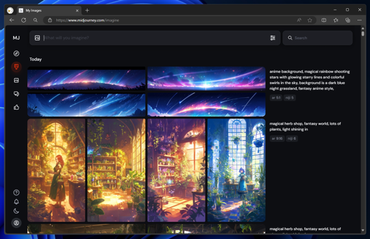 Midjourney のWebUIを利用してプロンプトを画像から生成する方法:画像1