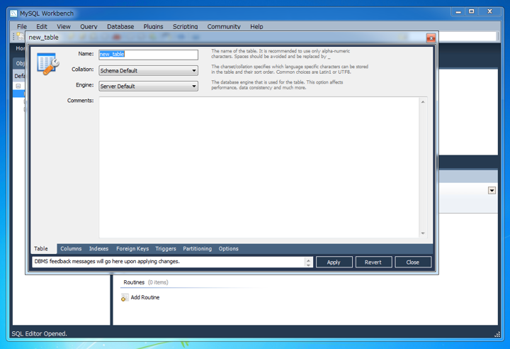 MySQL Workbenchを使ってテーブルを作成する:画像2