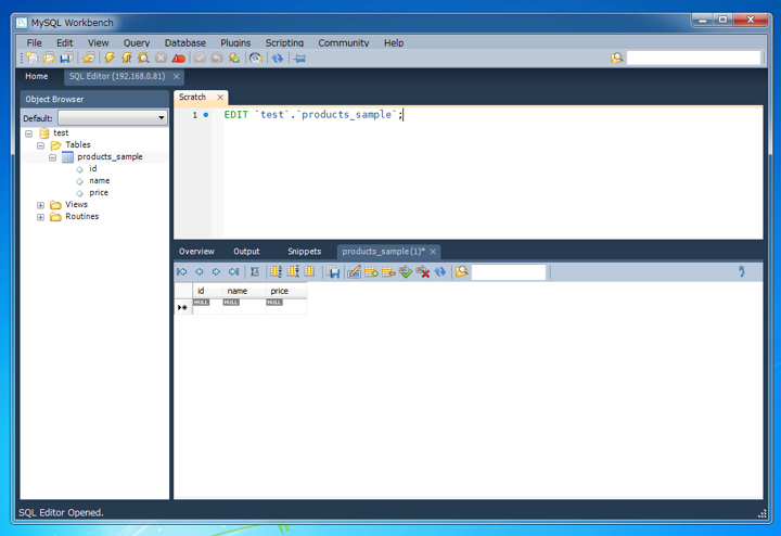 MySQL Workbenchを使ってテーブルを編集する:画像2