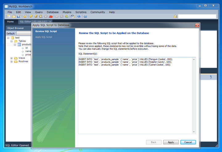 MySQL Workbenchを使ってテーブルを編集する:画像4