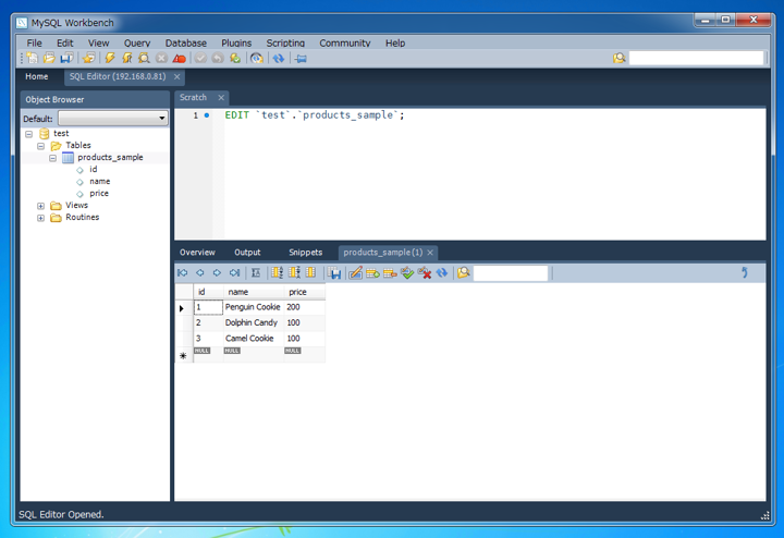 MySQL Workbenchを使ってテーブルを編集する:画像6