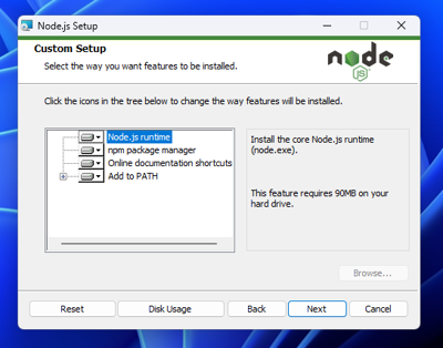 Node.js のインストール:画像10