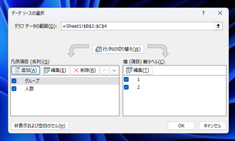 Excelのグラフの項目名を表中の名称と違う名称に変更する - 軸ラベルの変更:画像6