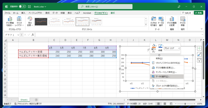 グラフの凡例のキャプション名を変更する:画像7
