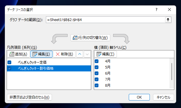 グラフの凡例のキャプション名を変更する:画像9