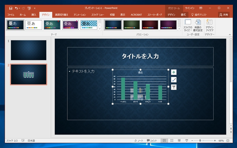 PowerPointにExcelで作成したグラフをペーストするとグラフのデザインが変わってしまう:画像4