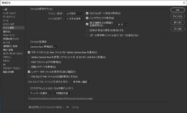 「別名で保存」ダイアログでファイルの種類に JPEG PNG の保存オプションが表示されない (Photoshop Version 22.4):画像11