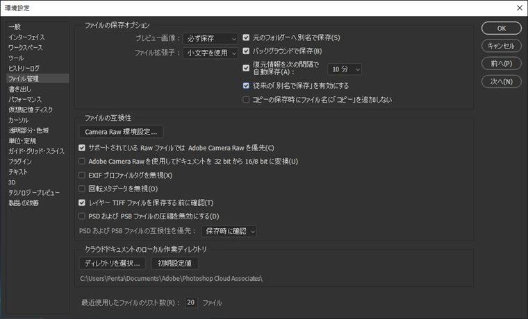 「別名で保存」ダイアログでファイルの種類に JPEG PNG の保存オプションが表示されない (Photoshop Version 22.4):画像12