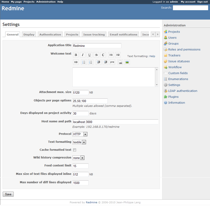 Redmineの初期設定:画像5