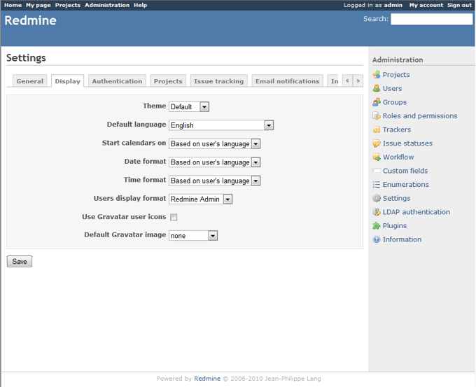 Redmineの初期設定:画像6