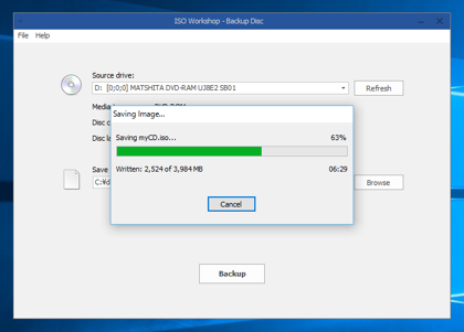 ISO Workshop を利用して CD/DVD メディアからISOイメージを作成する:画像6