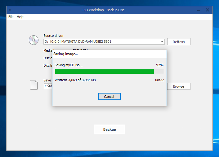 ISO Workshop を利用して CD/DVD メディアからISOイメージを作成する:画像7