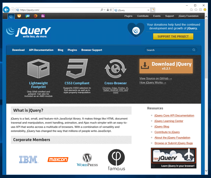 jQueryのダウンロード手順:画像1