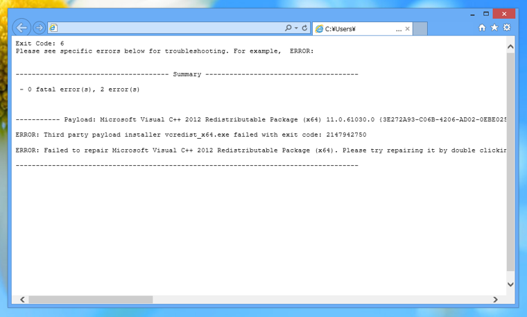 Adobe Creative Cloud 2014 をインストールすると Exit Code:6 エラーが発生しインストールに失敗する:画像3