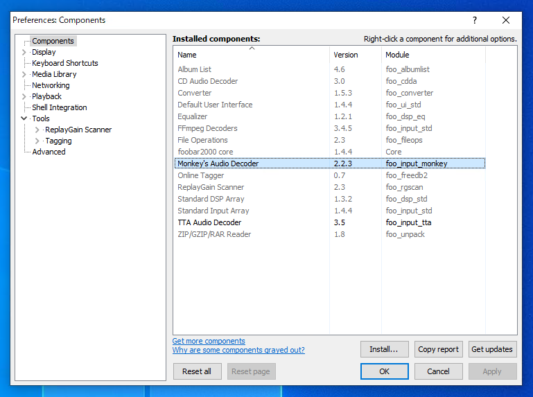 foobar 2000 で APE (Monkey's Audio) 形式のサウンドを扱えるようにする - Monkey's Audio デコード コンポーネントをインストールする:画像11