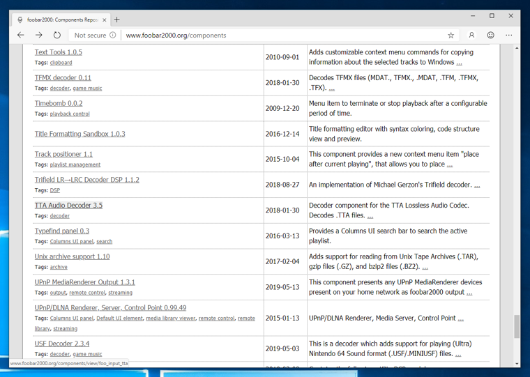 foobar 2000 でTTA (TrueAudio) 形式のサウンドを扱えるようにする - TTA デコード コンポーネントのインストール:画像3