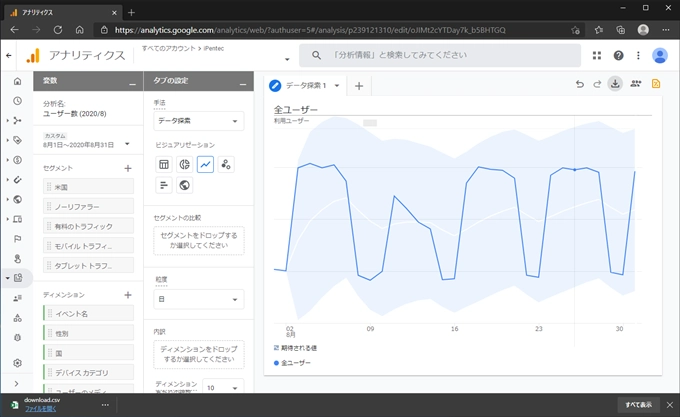 Google Analytics 4 の分析テーブル、グラフを作成する:画像10