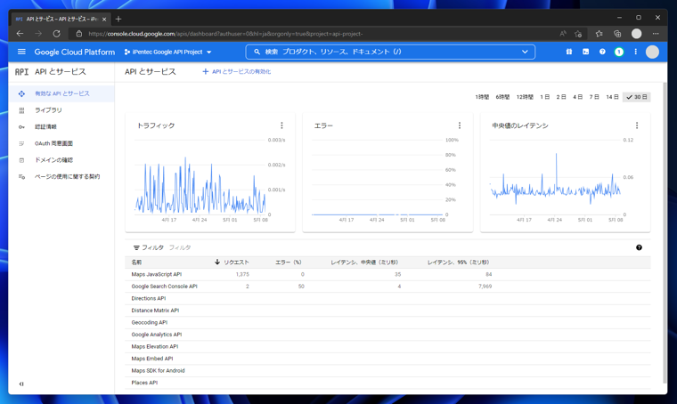 Google API のサービスアカウントを作成する:画像1