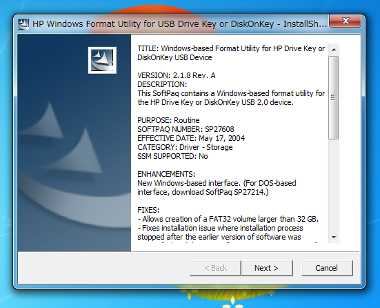 HP USB Disk Storage Format Tool インストール:画像12