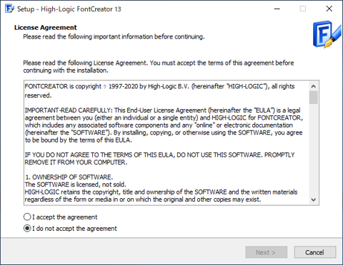 FontCreator のインストール:画像7
