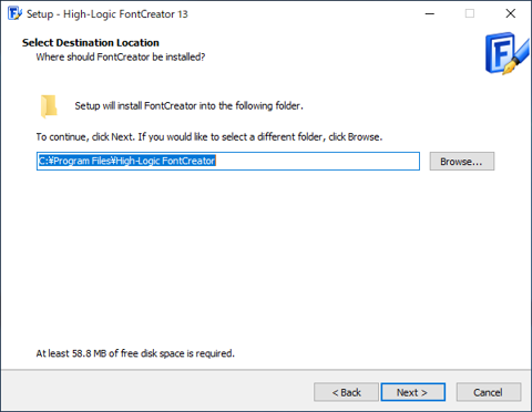 FontCreator のインストール:画像9