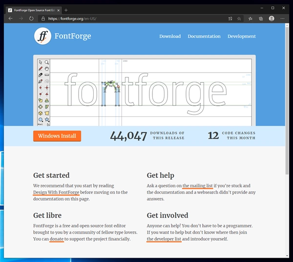 FontForge のインストール:画像1