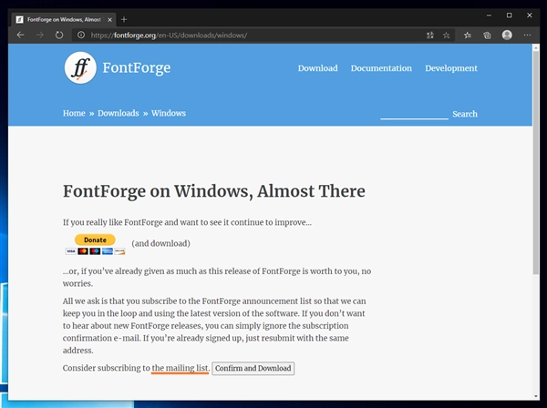 FontForge のインストール:画像2