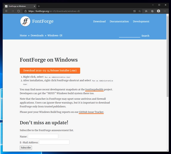 FontForge のインストール:画像3