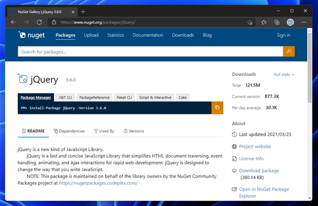 NuGet を利用した jQuery のインストール:画像4
