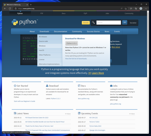 Python for Windows をインストールする:画像2