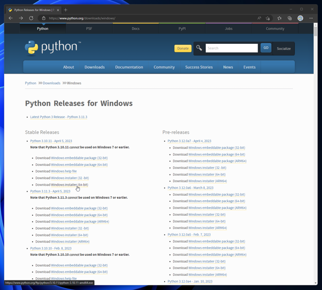 Python for Windows をインストールする:画像3