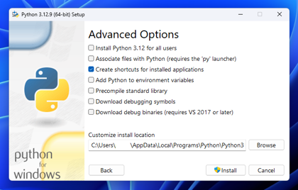 Python for Windows のアップデート (Python for Windows 3.12.x):画像5