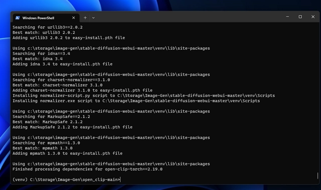 Automatic1111 Stable Diffusion Web UI インストール時のパッケージの手動インストール (gitのエラーが解消できない場合):画像12