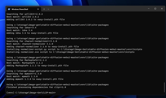 Automatic1111 Stable Diffusion Web UI インストール時のパッケージの手動インストール (gitのエラーが解消できない場合):画像14