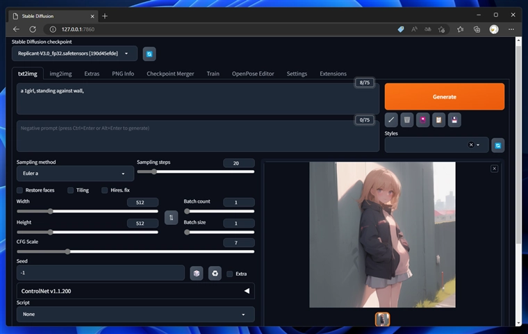 Stable Diffusion 2.x のカスタムモデルをインストールして画像生成する (Replicant V3 のインストール):画像17