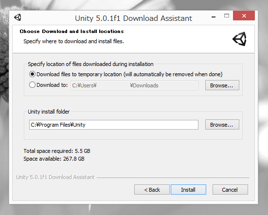 Unity (バージョン5) をインストールする:画像10