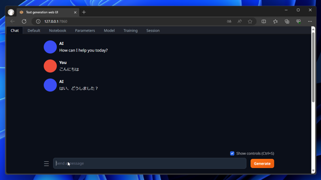 Text Generation Web UI で日本語のLLMモデルをロードしたが生成結果が英語で出力される:画像15