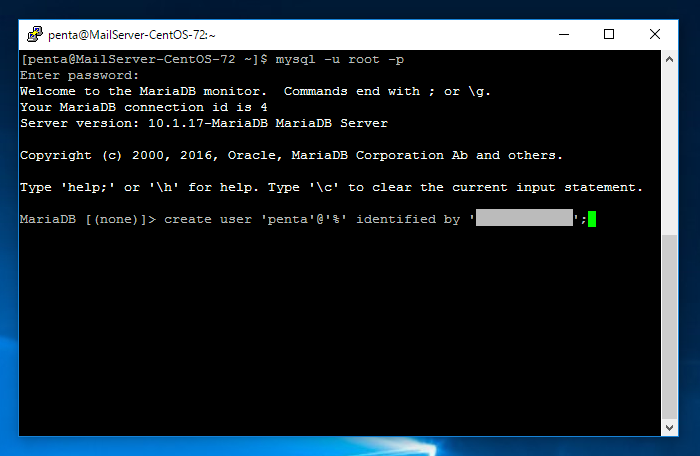 MariaDB のユーザーを作成する:画像1