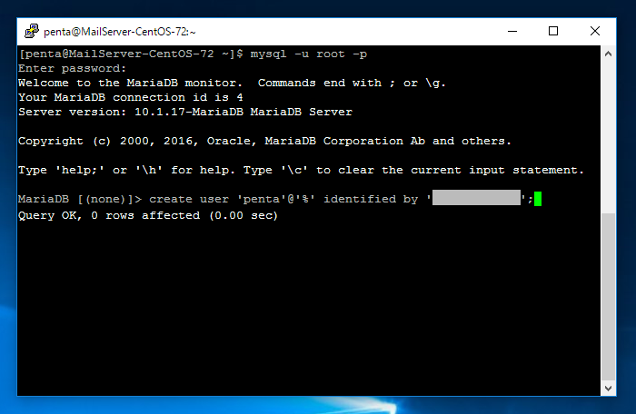 MariaDB のユーザーを作成する:画像2