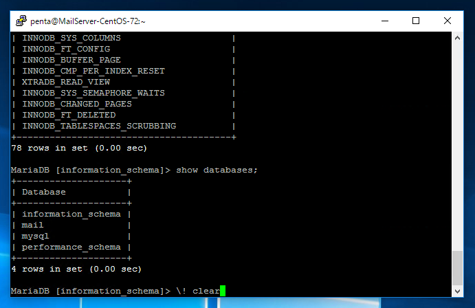 MariaDB (MySQL) のコマンドプロンプトをクリアする:画像2