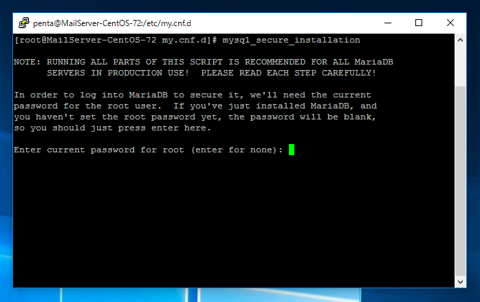 MariaDB の初期設定をする (mysql_secure_installation コマンドによる初期設定):画像2