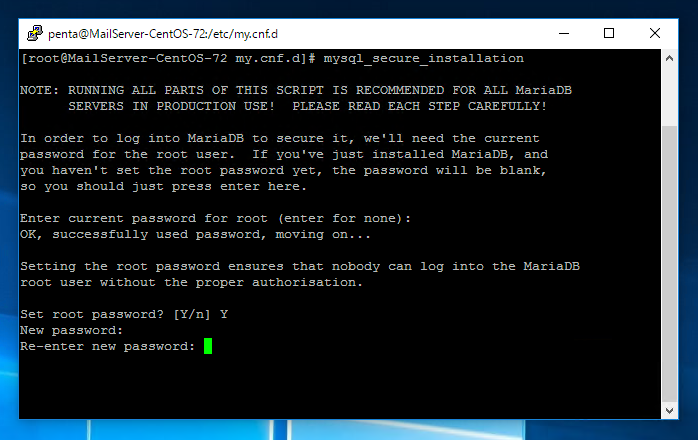 MariaDB の初期設定をする (mysql_secure_installation コマンドによる初期設定):画像5