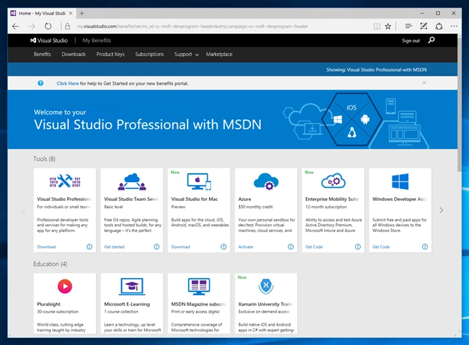 My Visual Studio (MSDN) の画面を日本語表示にする:画像1