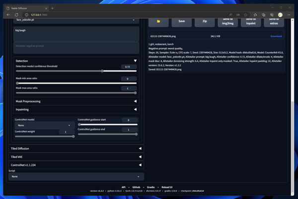 ADetailer (After Detailer) で検出したエリアでスコアの高いエリアだけにAfter Detailerの効果を適用する:画像4