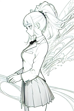 漫画の線画のスタイルの画像を生成する - Anime Lineart LoRA を利用する:画像17