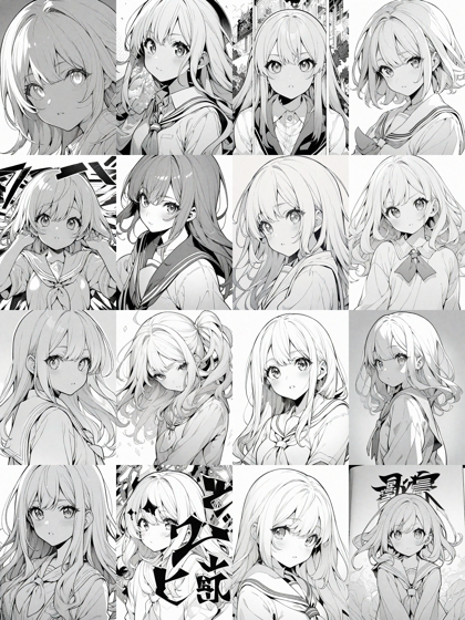 DDIM - モノクロ線画の生成結果でのサンプリングメソッドの比較:画像29