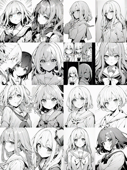 Uniform - モノクロ線画の生成結果でのサンプリングメソッドの比較:画像2