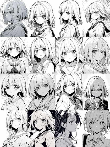 SGM Uniform - モノクロ線画の生成結果でのサンプリングメソッドの比較:画像12
